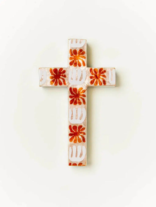 Jones & Co | Pink Block Cross Wall Tile Art