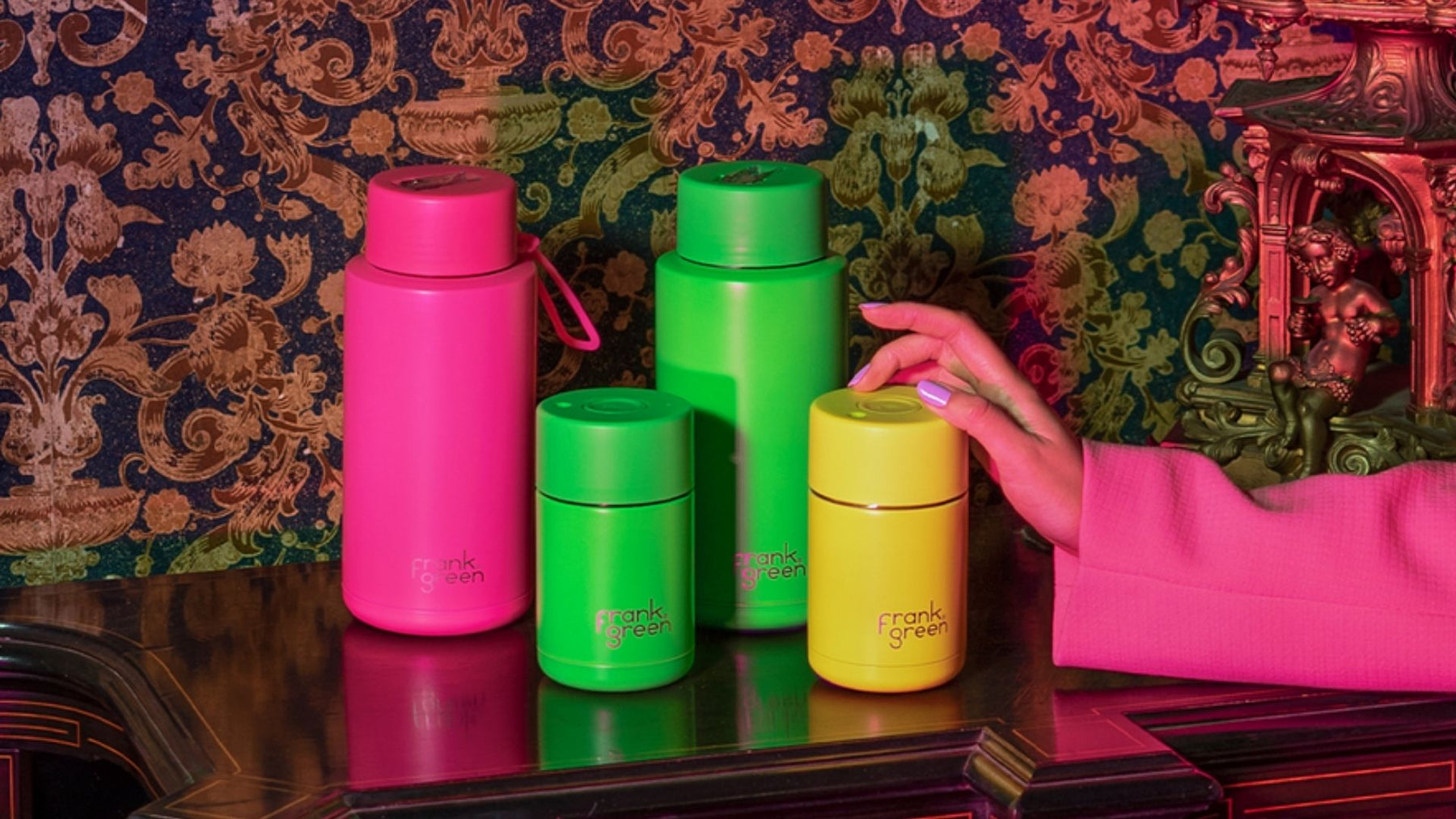 Frank Green drink bottle collection in neon colours