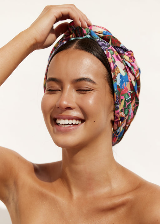 Louvelle | Dahlia Shower Turban Water‑Resistant Jungle Animal Design