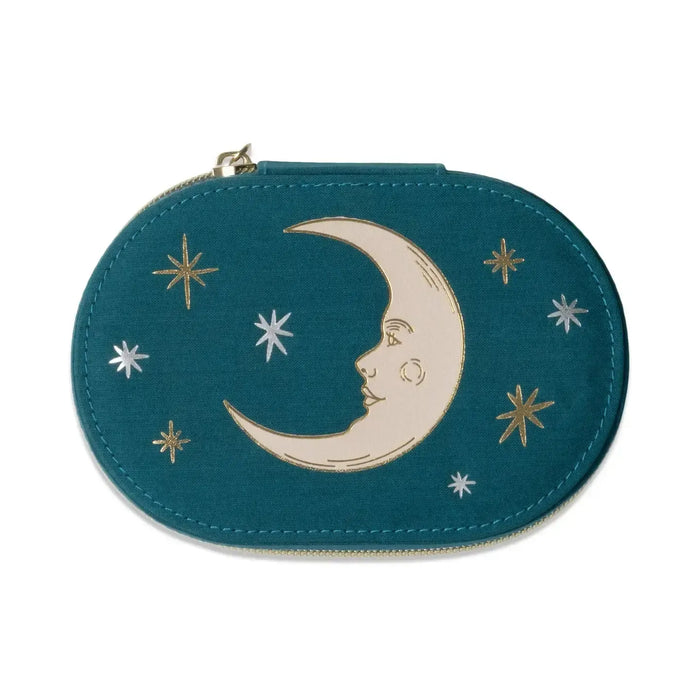 Designworks Ink | Celestial-Themed Oval Jewellery Case Teal