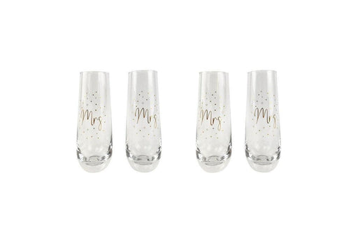 Urban Products | 2x 2pc Urban 16cm Mr Mrs Champagne Flute Glass Stemless Drink Cup Glassware Gold