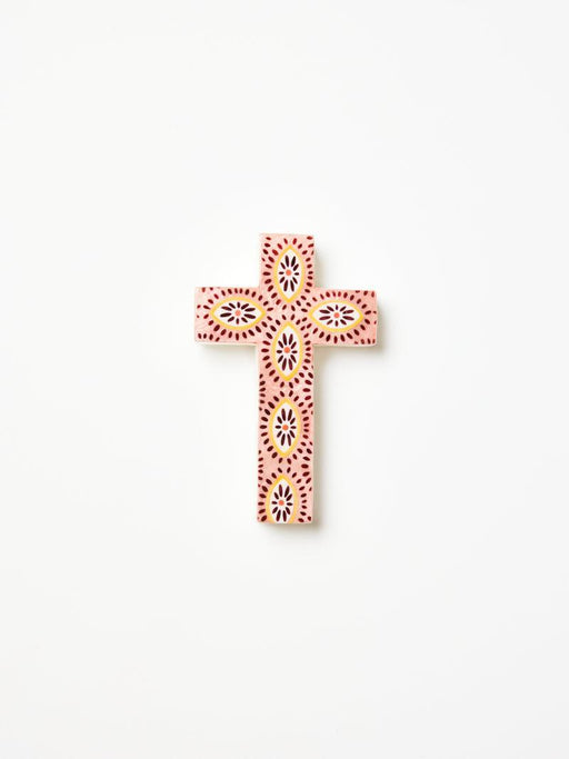 Jones & Co | Samira Small Cross Pink Eyes Capiz Shell