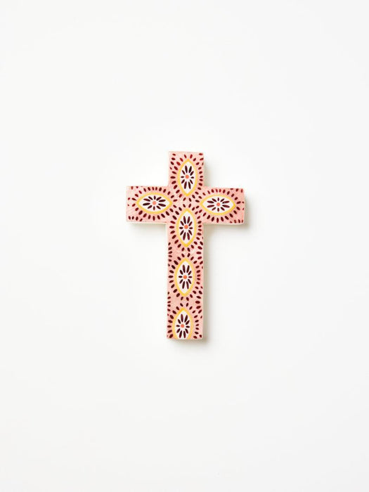 Jones & Co | Samira Small Cross Pink Eyes Capiz Shell