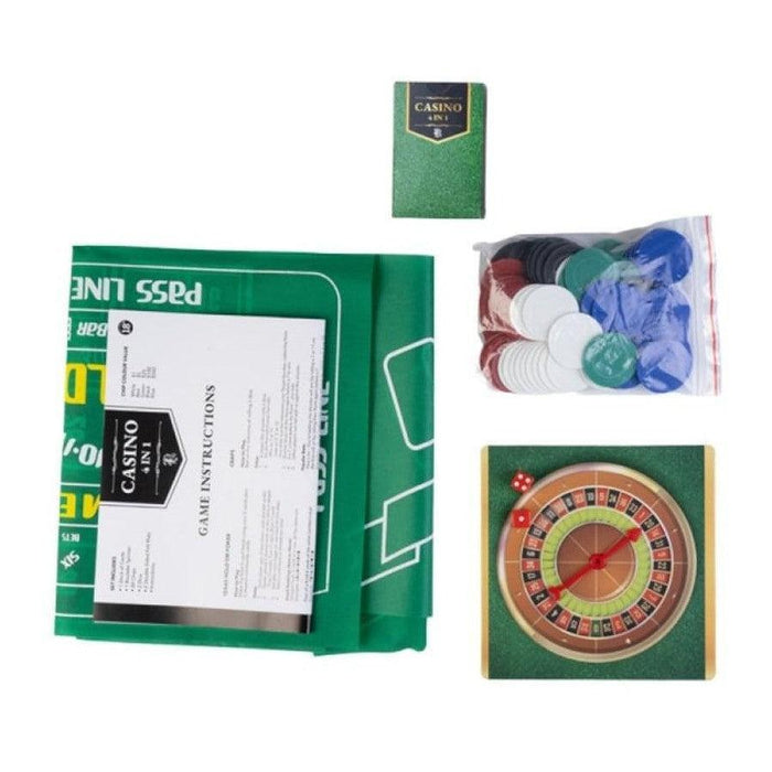 MDI | Casino 4-in-1 Game Set – Roulette, Poker, Blackjack, Craps