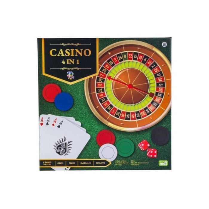 MDI | Casino 4-in-1 Game Set – Roulette, Poker, Blackjack, Craps