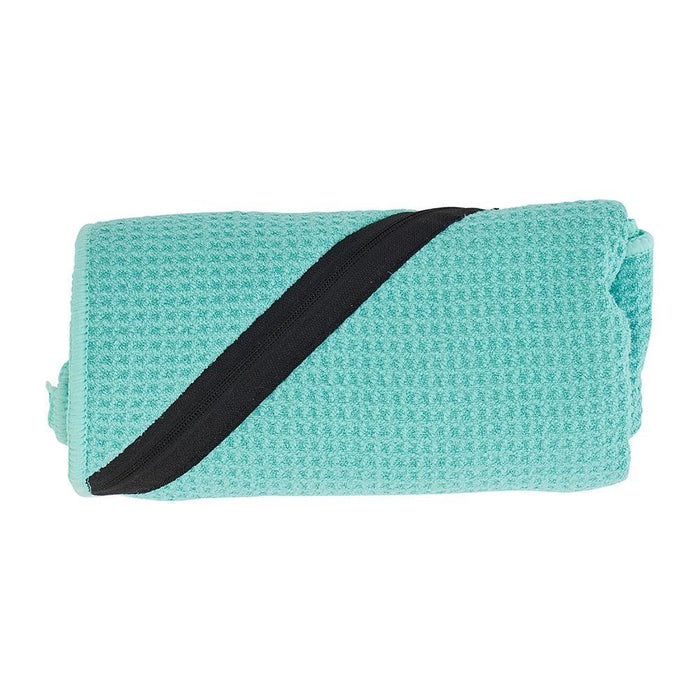 Annabel Trends | Waffle Zip Sports Towel, Aqua & Hot Pink