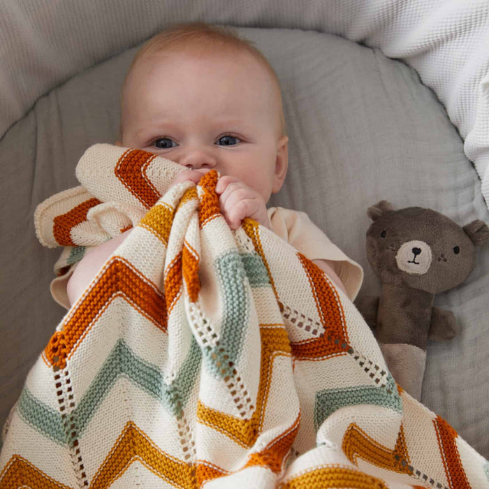 Pilbeam Living | Brick Zig‑Zag Knit Blanket Soft 100% Cotton