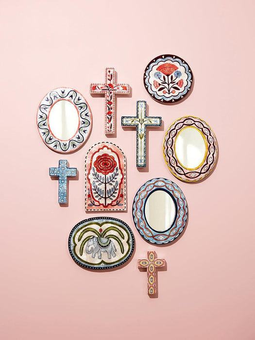 Jones & Co | Samira Small Cross Pink Eyes Capiz Shell