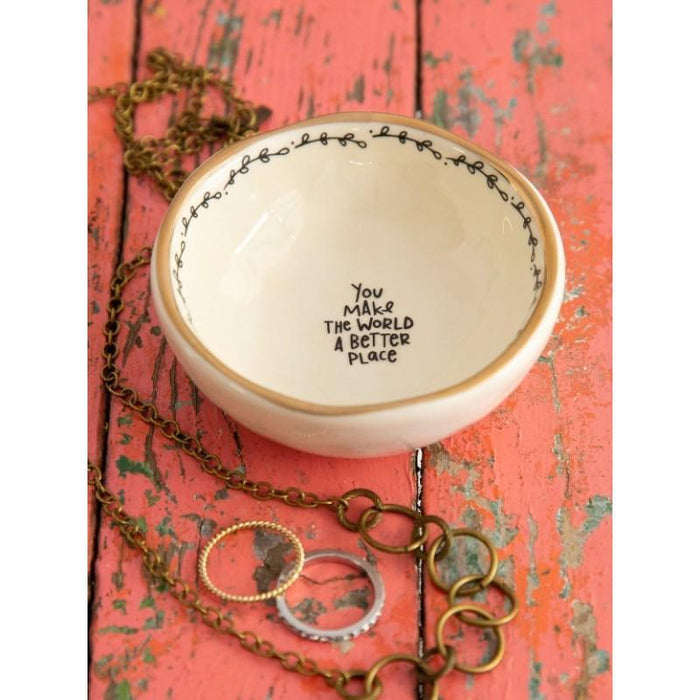 Natural Life | Giving Trinket Bowl Make The World 8cm Ceramic