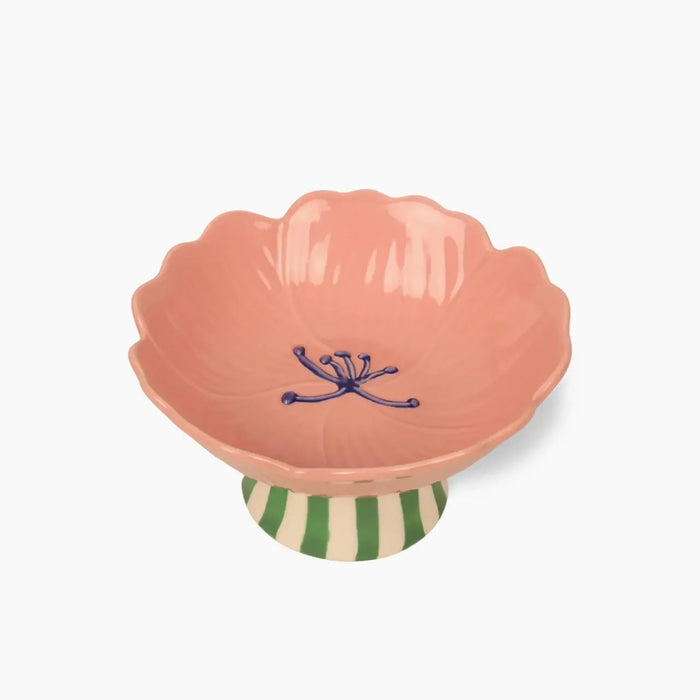 La La Land | Blush Flower Bowl Stand Whimsical Stoneware