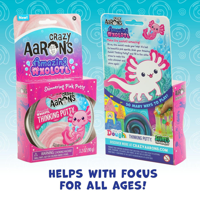Crazy Aaron's | Amazing Axolotl Thinking Putty Shimmering Pink 4in