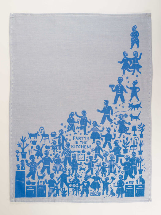 Blue Q | Party's Kitchen Dish Towel, Blue & White