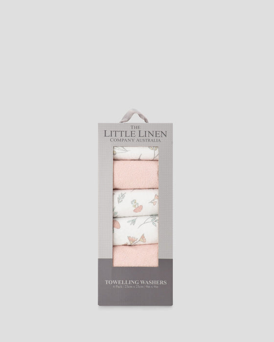 The Little Linen Company | Little Linen Baby Towelling Wash Cloths 6PK - Harvest Bunny