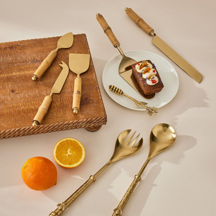 Pilbeam Living | Honeycomb Salad Servers Set of 2 Gold