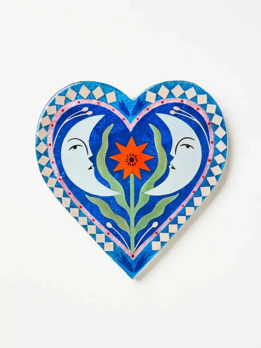 Jones & Co | Decorative Tile Capiz Shell Moon Blue Heart