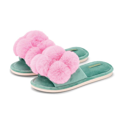 Annabel Trends | Cosy Luxe Pom Pom Slippers Candy Green