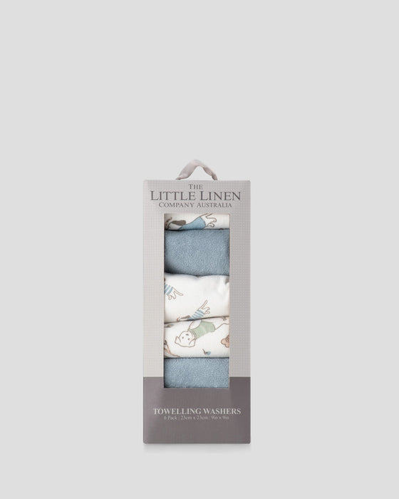 The Little Linen Company | Little Linen Baby Towelling Wash Cloths 6PK - Barklife Dog