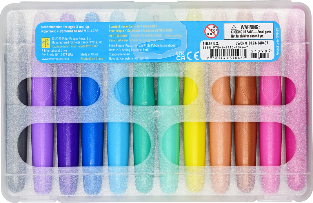 Peter Pauper Press | Studio Series Junior Shimmer Gel Crayons 12‑Count