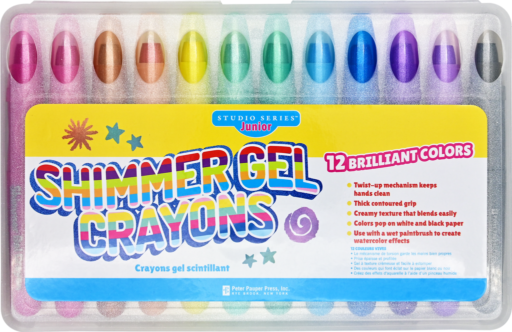 Peter Pauper Press | Studio Series Junior Shimmer Gel Crayons 12‑Count