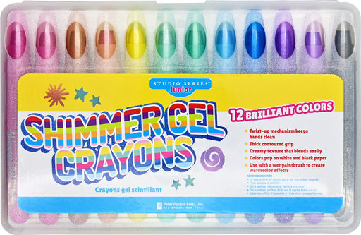 Peter Pauper Press | Studio Series Junior Shimmer Gel Crayons 12‑Count