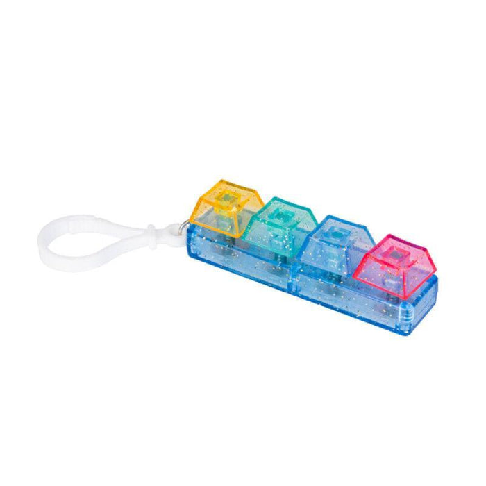 MDI | Sparkly Blue Keyboard Click Fidget Keychain with Carabiner Homing Insticts