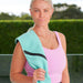 Annabel Trends | Waffle Zip Sports Towel, Aqua & Hot Pink