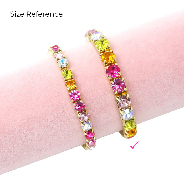 Pink Poppy | Luxury Bejewelled Bracelet Stretch Elastic Colorful Gemstone