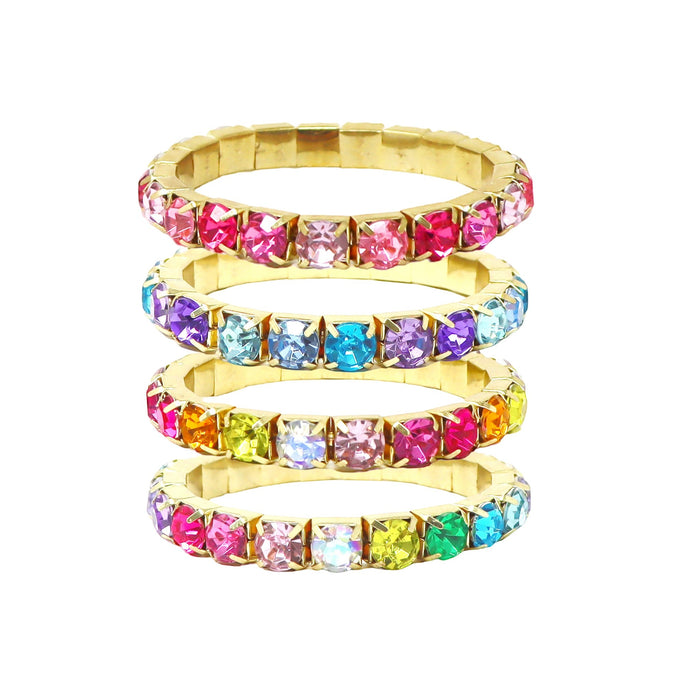 Pink Poppy | Luxury Bejewelled Bracelet Stretch Elastic Colorful Gemstone
