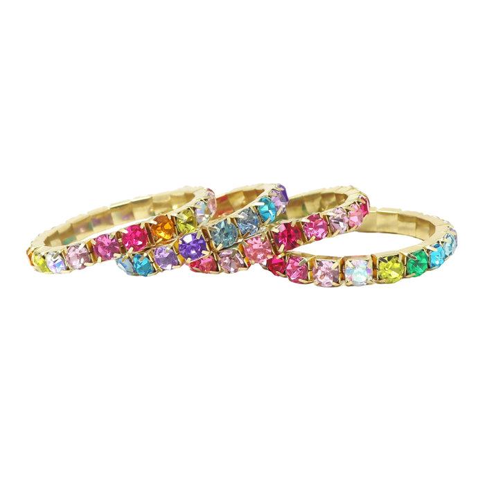 Pink Poppy | Luxury Bejewelled Bracelet Stretch Elastic Colorful Gemstone