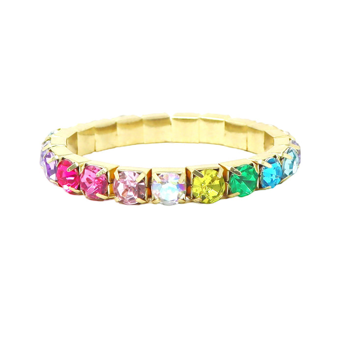 Pink Poppy | Luxury Bejewelled Bracelet Stretch Elastic Colorful Gemstone