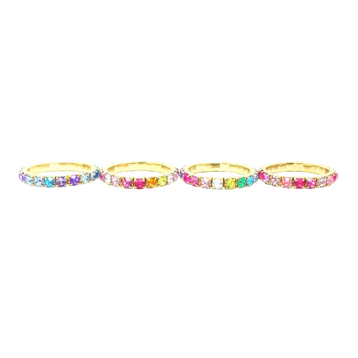 Pink Poppy | Luxury Bejewelled Bracelet Stretch Elastic Colorful Gemstone