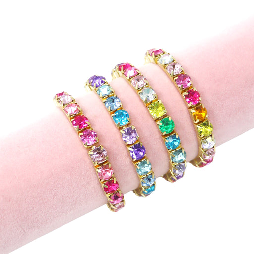 Pink Poppy | Luxury Bejewelled Bracelet Stretch Elastic Colorful Gemstone