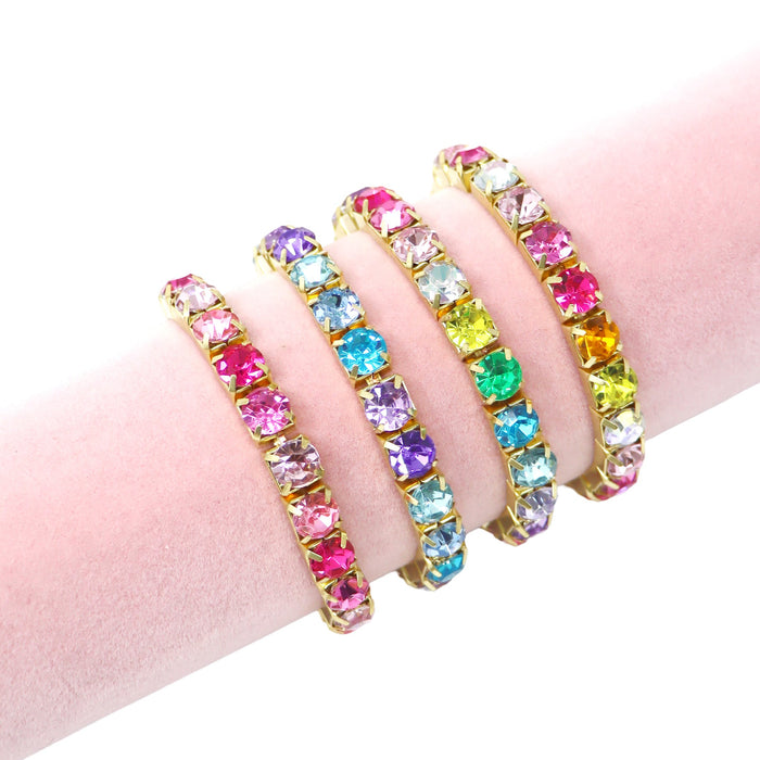 Pink Poppy | Luxury Bejewelled Bracelet Stretch Elastic Colorful Gemstone