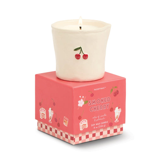 Paddywax | Bistro 8oz/226g Cherry Embossed Ceramic Candle Smoked Cherry