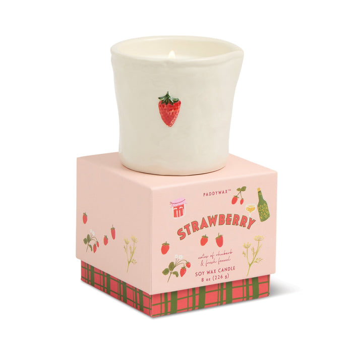 Paddywax | Bistro Strawberry Embossed Ceramic Candle 8oz