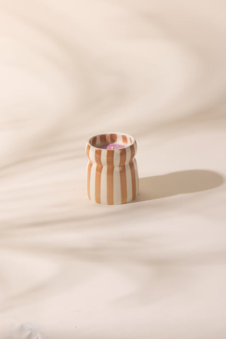 Paddywax | 6.5 Oz Cabana Rust Striped Ceramic Candle - Sienna Sunset