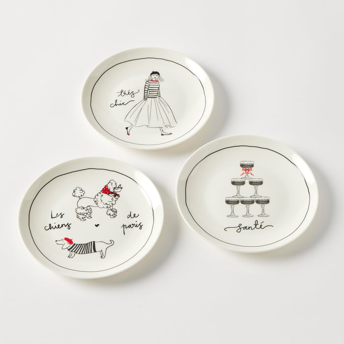 Pilbeam Living | Bistro Blanc Petite Plate New Bone China Black Red