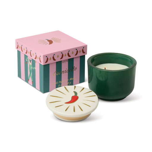 Paddywax | Charmed 8oz/226g Green Glass Candle with Chili Lid - Chili Pepper & Mango