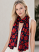 Namaskar | Poppy Bloom Scarf - Merino Wool Silk Wrap Red & Scarlet Poppies on Radiant Black Canvas