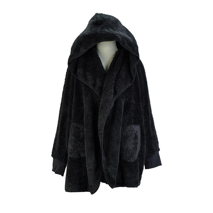 Annabel Trends | Cosy Luxe Cardi Robe Soft Fluffy Knit Black