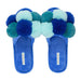 Annabel Trends | Cosy Luxe Pom-Pom Slippers Multi Blue
