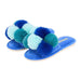 Annabel Trends | Cosy Luxe Pom-Pom Slippers Multi Blue