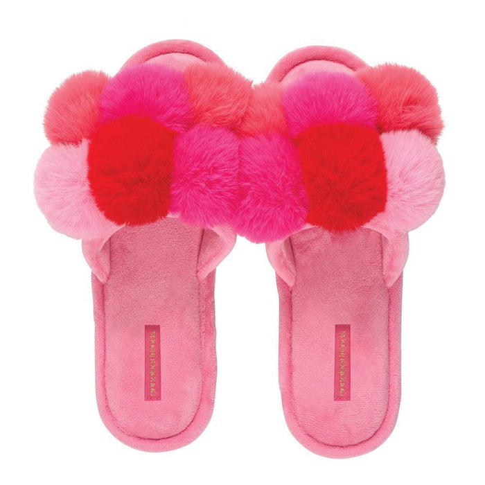 Annabel Trends | Cosy Luxe Pom Pom Slippers Multi Pink