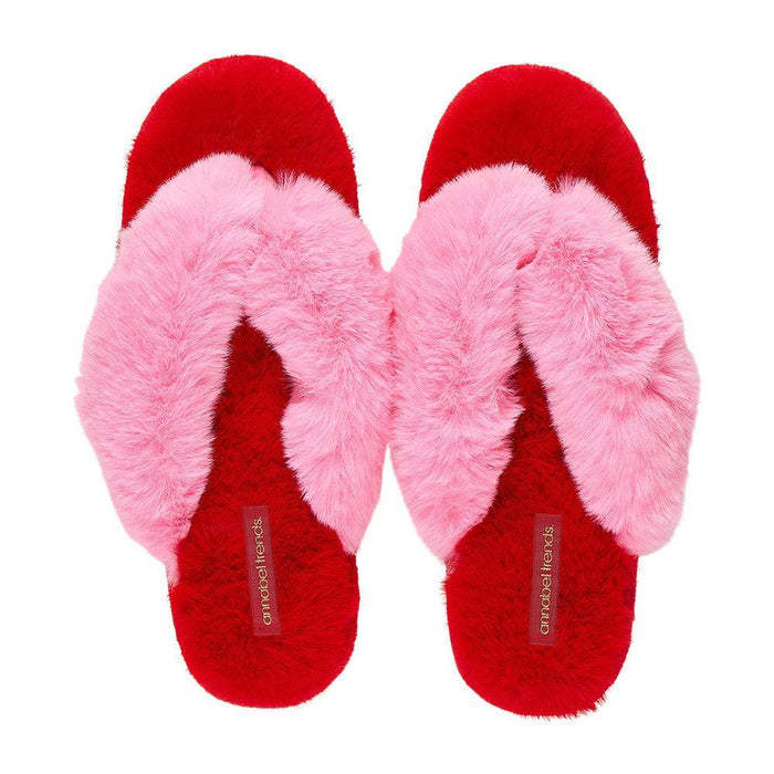Annabel Trends | Cosy Luxe Slipper Thongs Cherry Candy
