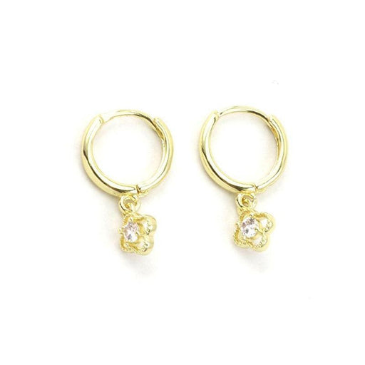 Tiger Tree | Gold Crystal Clover Huggie Earrings