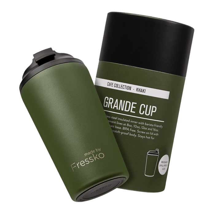 Made By Fressko | Grande Reusable Coffee Cup Stainless Steel Khaki