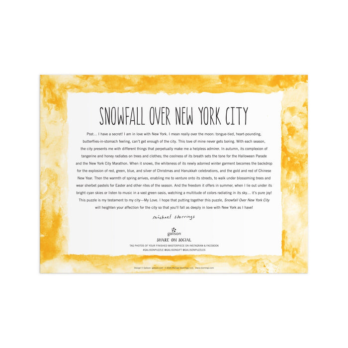 Galison | Snowfall Over New York City 1000 Piece Puzzle