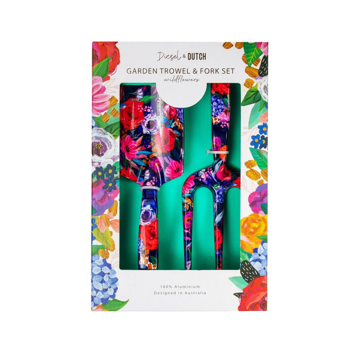 Diesel & Dutch | Aluminum Decorative Wildflowers Garden Trowel and Fork Set