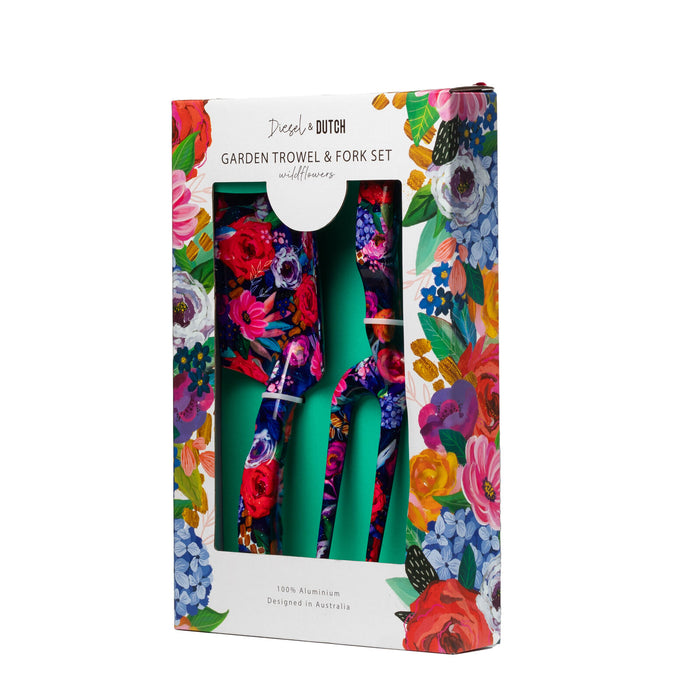 Diesel & Dutch | Aluminum Decorative Wildflowers Garden Trowel and Fork Set