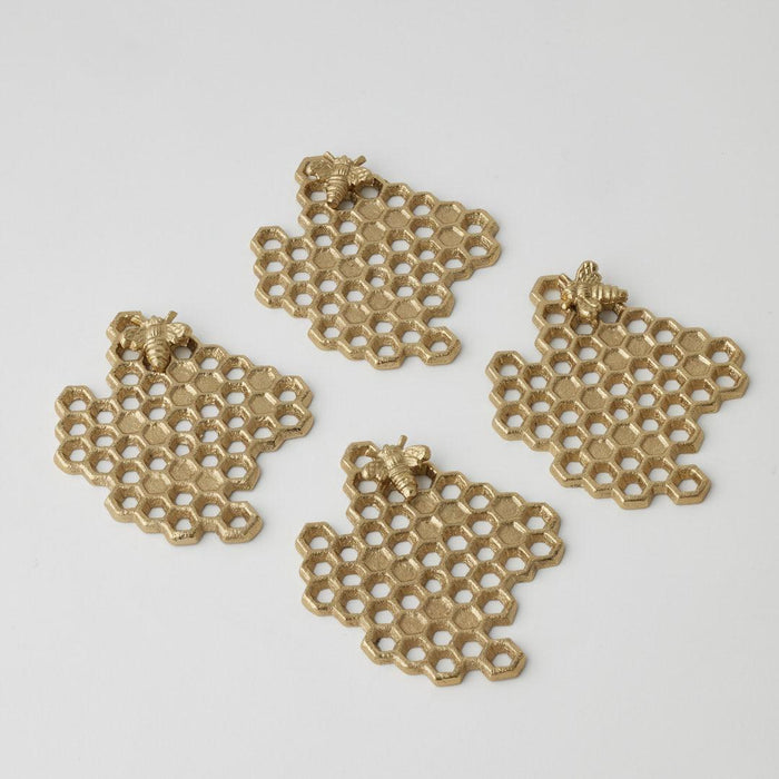 Pilbeam Living | Honeycomb Aluminium Coasters Set of 4 Gold